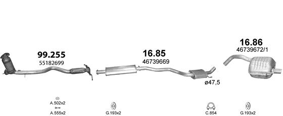 Auspuffanlage für ALFA ROMEO 147 1.6 (1.6 Twin Spark 16V)