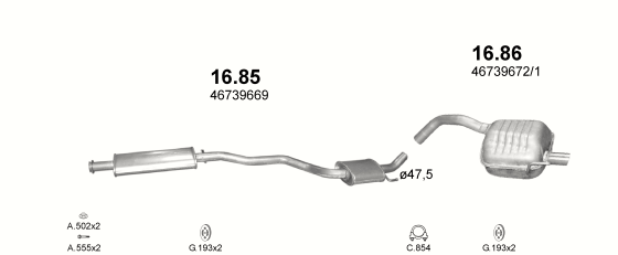 Auspuffanlage für ALFA ROMEO 147 2.0 (2.0 Twin Spark 16V)