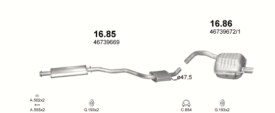 Auspuffanlage für ALFA ROMEO 147 2.0 (2.0 Twin Spark 16V)
