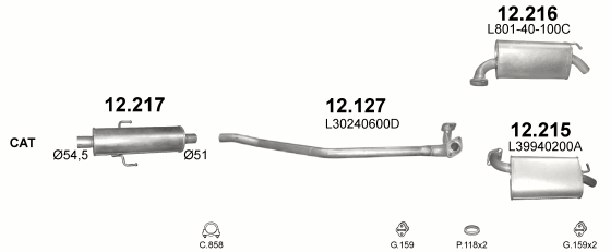 Auspuffanlage für MAZDA 6 2.0 (2.0i 16V)