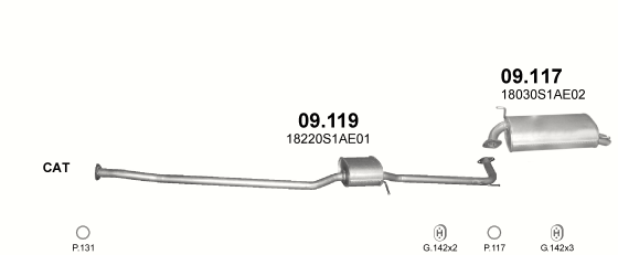 Auspuffanlage für HONDA ACCORD 1.6 (1.6i 16V)