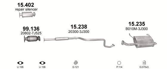 Auspuffanlage für NISSAN PRIMERA 1.6 (1.6i 16V)