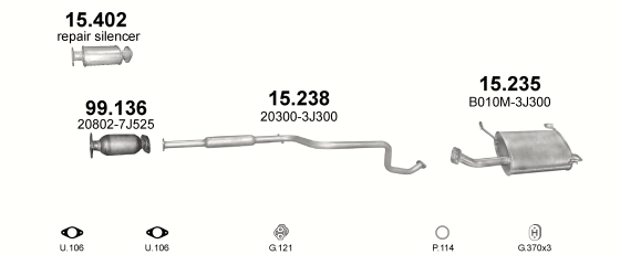 Auspuffanlage für NISSAN PRIMERA 1.6 (1.6 16V)