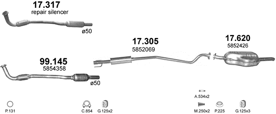 Auspuffanlage für OPEL ASTRA G 1.7 D (1.7 DTi Turbo Diesel)