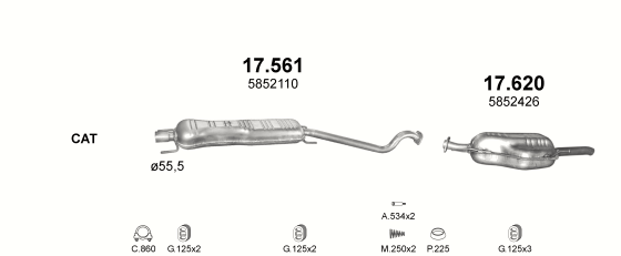 Auspuffanlage für OPEL ASTRA G 2.0 D (2.0 Di Turbo Diesel)