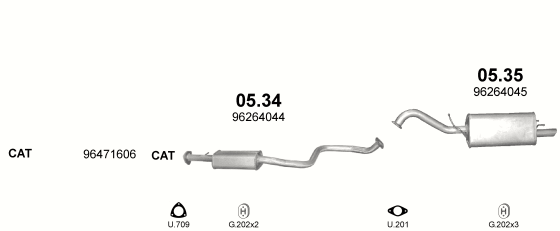 Auspuffanlage für DAEWOO TACUMA 1.6 (1.6i 16V)