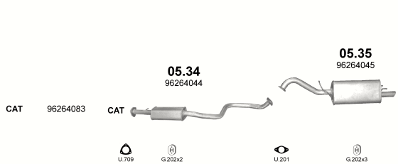 Auspuffanlage für DAEWOO TACUMA 1.8 (1.8i 16V)