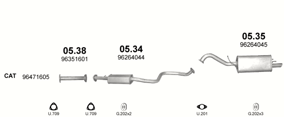 Auspuffanlage für CHEVROLET TACUMA 2.0 (2.0i 16V)