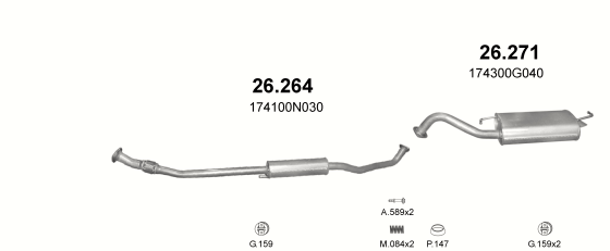 Auspuffanlage für TOYOTA COROLLA 1.4 D (1.4D-4D 8V)