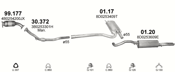 Auspuffanlage für AUDI A4 1.8 (1.8 TURBO -20V)