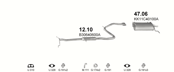 Auspuffanlage für MAZDA 121 1.3