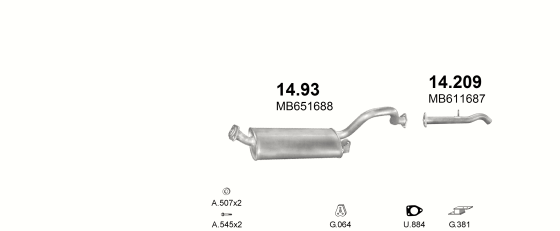 Auspuffanlage für MITSUBISHI PAJERO 3.0 (3.0 4x4 3D SWB 2350mm)