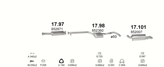 Auspuffanlage für OPEL VECTRA A 2.0 (2.0 16V)