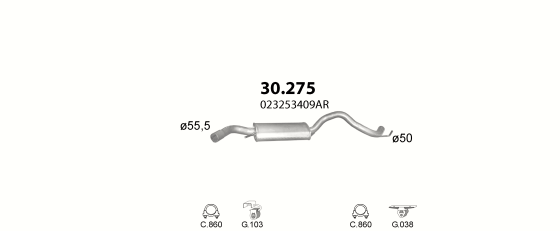 Auspuffanlage für VOLKSWAGEN TRANSPORTER IV 2.5 (2.5)