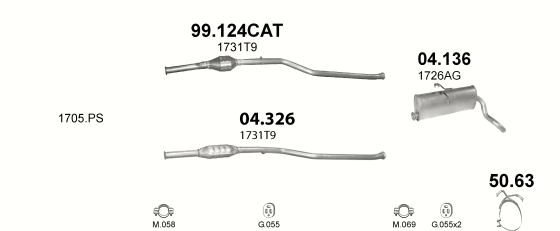 Auspuffanlage für PEUGEOT PARTNER 1.9 D (1.9 Diesel)