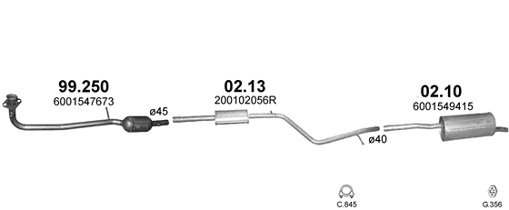 Auspuffanlage für DACIA LOGAN 1.6 (1.6i)