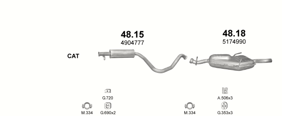 Auspuffanlage für SAAB 900 2.0 (2.0i 16V)