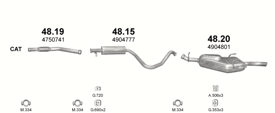 Auspuffanlage für SAAB 9-3 2.0 (2.0i Turbo 16V)