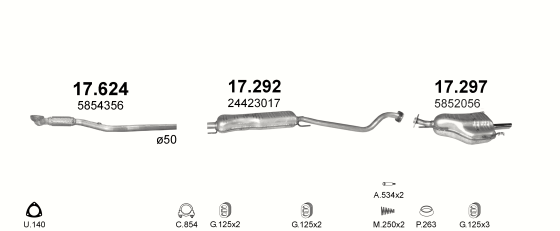 Auspuffanlage für OPEL ASTRA G 1.8 (1.8i 16V)