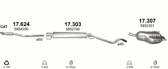 Auspuffanlage für OPEL ASTRA H 1.8 (1.8i 16V)