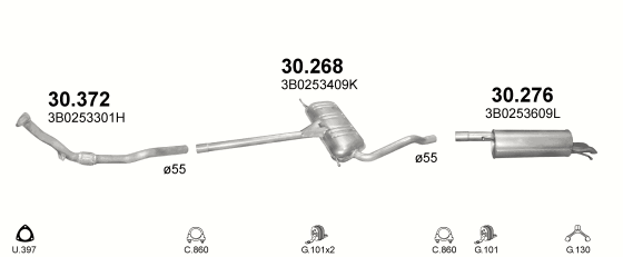 Auspuffanlage für VOLKSWAGEN PASSAT 2.0 (2.0i AZM)