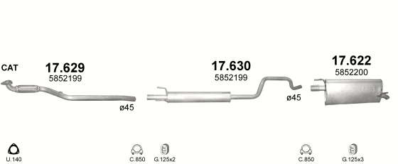 Auspuffanlage für OPEL MERIVA A 1.6 (1.6i)