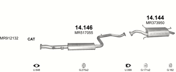 Auspuffanlage für MITSUBISHI CARISMA 1.8 (1.8 GDi)
