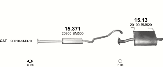 Auspuffanlage für NISSAN ALMERA 1.5 (1.5i 16V)