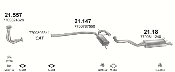 Auspuffanlage für RENAULT R19 1.8 (1.8i)