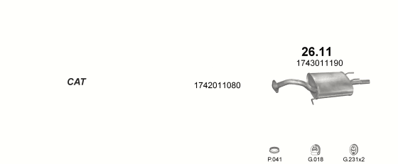 Auspuffanlage für TOYOTA COROLLA 1.3 (1.3 12V 3-WAY CAT)