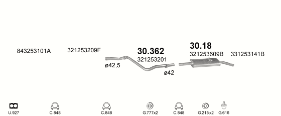 Auspuffanlage für VOLKSWAGEN SANTANA 1.6 (AUT)