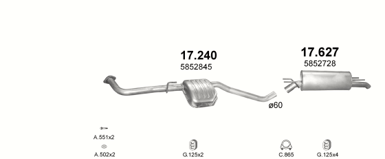 Auspuffanlage für OPEL OMEGA B 2.5 D (2.5 DTi Turbo Diesel)