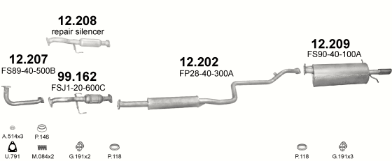 Auspuffanlage für MAZDA 626 2.0 (2.0i -16V)