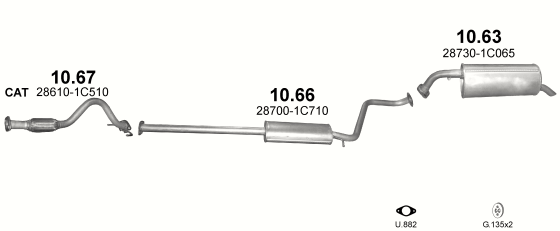 Auspuffanlage für HYUNDAI GETZ 1.1 (1.1i 12V)