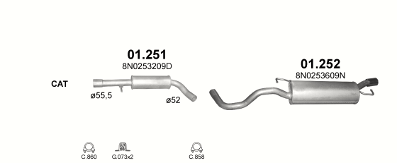 Auspuffanlage für AUDI TT 1.8 T (1.8T Turbo)