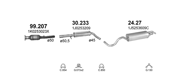 Auspuffanlage für SKODA OCTAVIA 1.4 (1.4i)