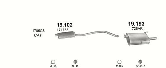 Auspuffanlage für PEUGEOT 406 2.0 (2.0i -16V)
