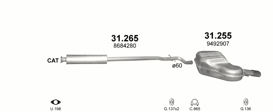 Auspuffanlage für VOLVO S60 2.0 (2.0 T Turbo)