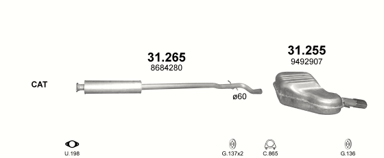 Auspuffanlage für VOLVO S60 2.3 (2.3 Turbo)
