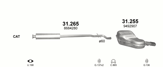 Auspuffanlage für VOLVO S60 2.4 (2.4 Turbo)