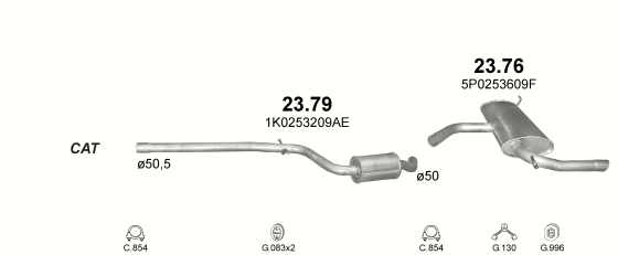 Auspuffanlage für SEAT ALTEA 1.6 (1.6i 16V)