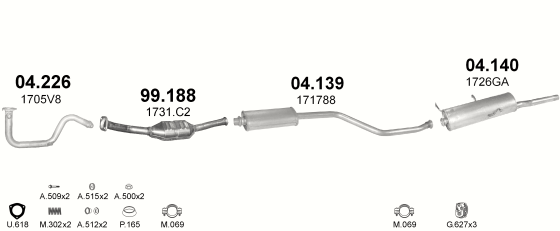 Auspuffanlage für CITROEN XSARA 1.4 (1.4i)