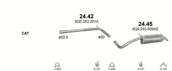 Auspuffanlage für SEAT CORDOBA 1.4 D (1.4 TDi Turbo Diesel)