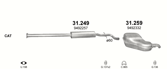 Auspuffanlage für VOLVO S80 2.4 (2.4i)