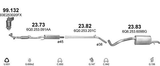 Auspuffanlage für SEAT IBIZA 1.2 (1.2i 12V)