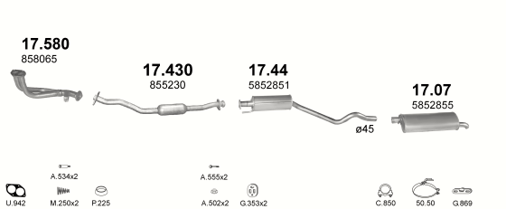 Auspuffanlage für OPEL ASTRA F 1.6 (1.6i 16V)