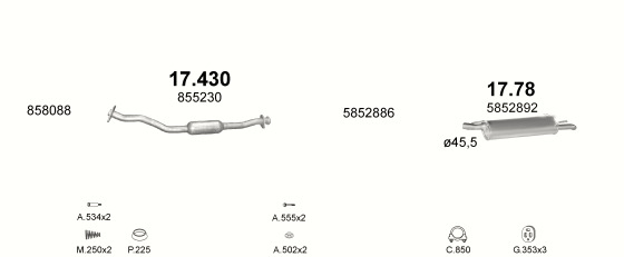 Auspuffanlage für OPEL ASTRA F 1.4 (1.4i 16V AUT)