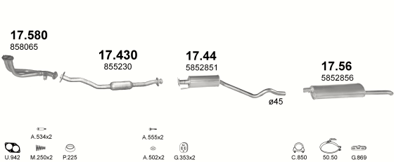 Auspuffanlage für OPEL ASTRA F 1.6 (1.6i 16V)