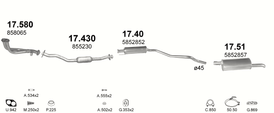 Auspuffanlage für OPEL ASTRA F 1.6 (1.6i 16V)