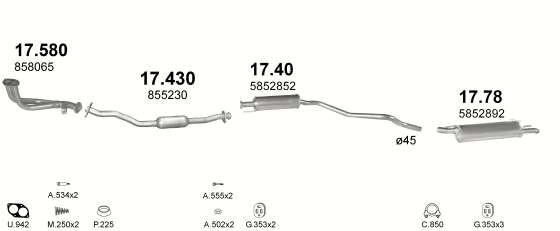 Auspuffanlage für OPEL ASTRA F 1.6 (1.6i 16V MAN)